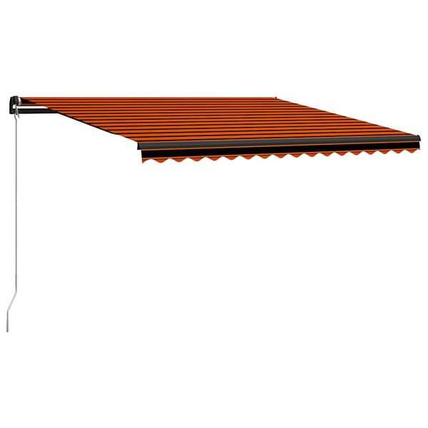 vidaXL Ročno zložljiva tenda LED 450x300 cm oranžna in rjava