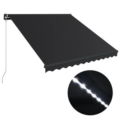 vidaXL Ročno zložljiva tenda z LED lučmi 300x250 cm antracitna