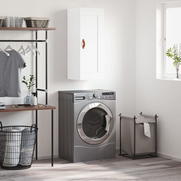 vidaXL Stenska omarica bela 34,5x34x90 cm inženirski les