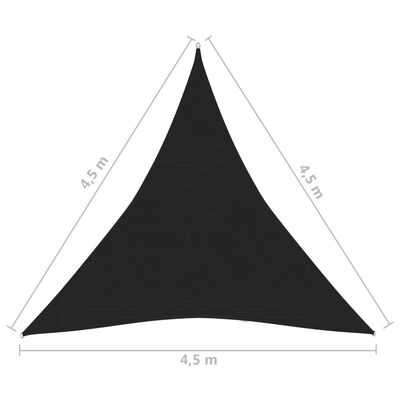 vidaXL Senčno jadro 160 g/m² črno 4,5x4,5x4,5 m HDPE