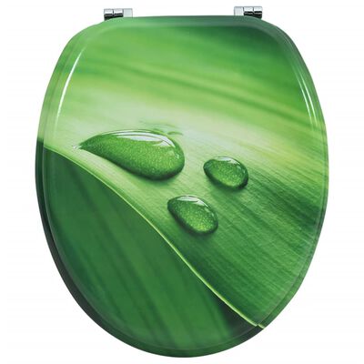 vidaXL Deska za WC školjko MDF zelena dizajn vodne kapljice