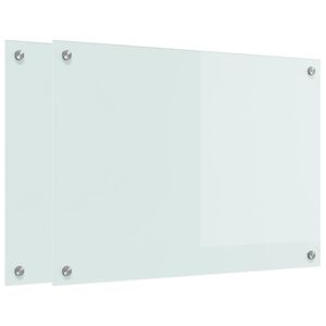 vidaXL Kuhinjski panel 2 kos Bela 70 x 50 cm kaljeno steklo