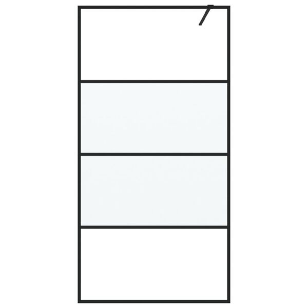 vidaXL Pregrada za tu&scaron; črna 100x195 cm delno motno ESG steklo