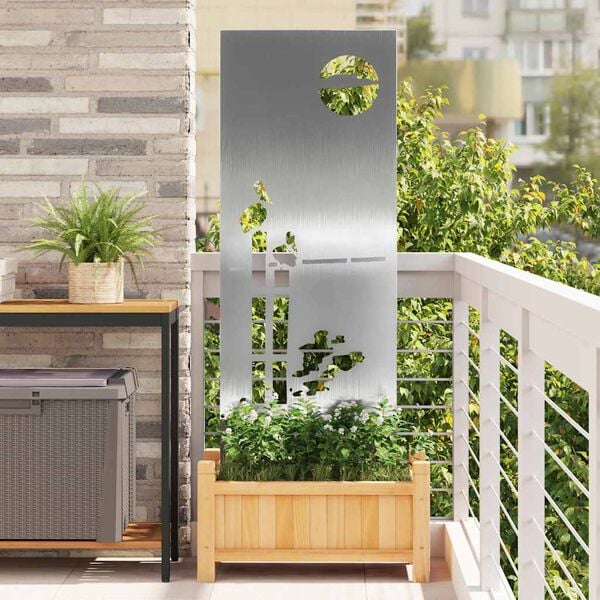 vidaXL Zaslon za zasebnost v vrtu srebrna 50 x 140 cm Nerjaveče jeklo