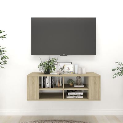 vidaXL Stenska TV omarica sonoma hrast 102x35x35 cm iverna plošča