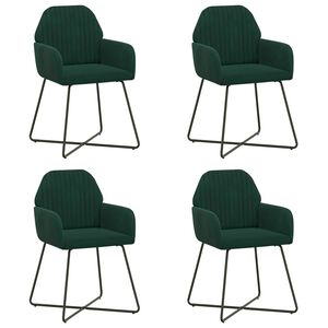 vidaXL Jedilni stoli 4 kos Žamet Temno zelena 55 x 50 x 84 cm