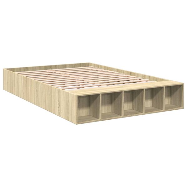 vidaXL Posteljni okvir sonoma hrast 140x200 cm inženirski les