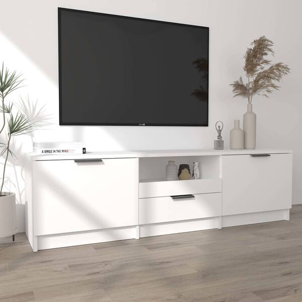 vidaXL TV omarica bela 140x35x40 cm inženirski les