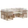 vidaXL Zunanja garnitura za sedenje z blazino 6 pcs Naravna Poliester