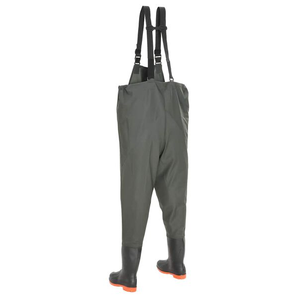 vidaXL Ribiške hlače s škornji zelene velikost 43