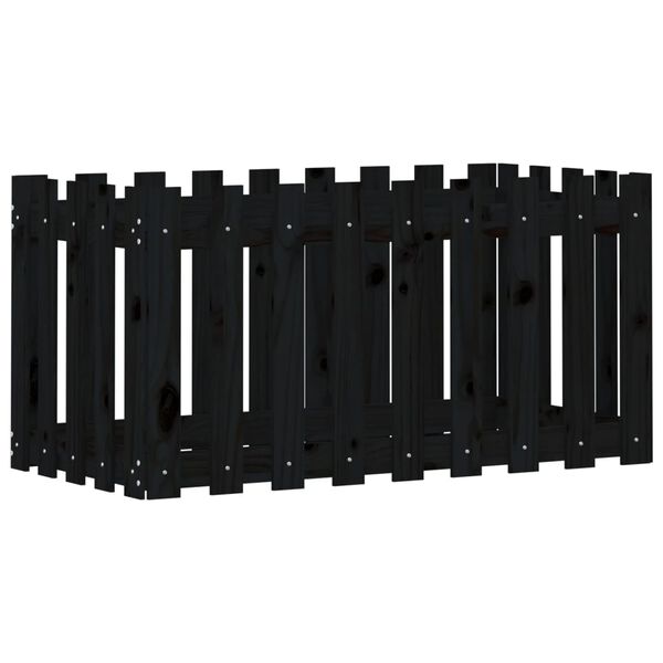 vidaXL Vrtna visoka greda z ograjico bela 100x50x50 cm trdna borovina