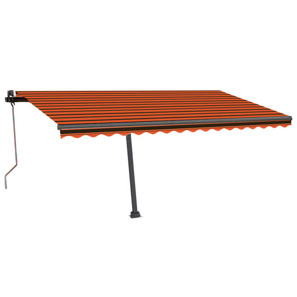 vidaXL Avtomatska tenda LED + senzor 400x350 cm oranžna/rjava