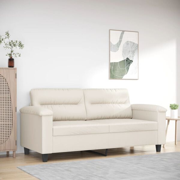 vidaXL Dvosed krem 140 cm umetno usnje