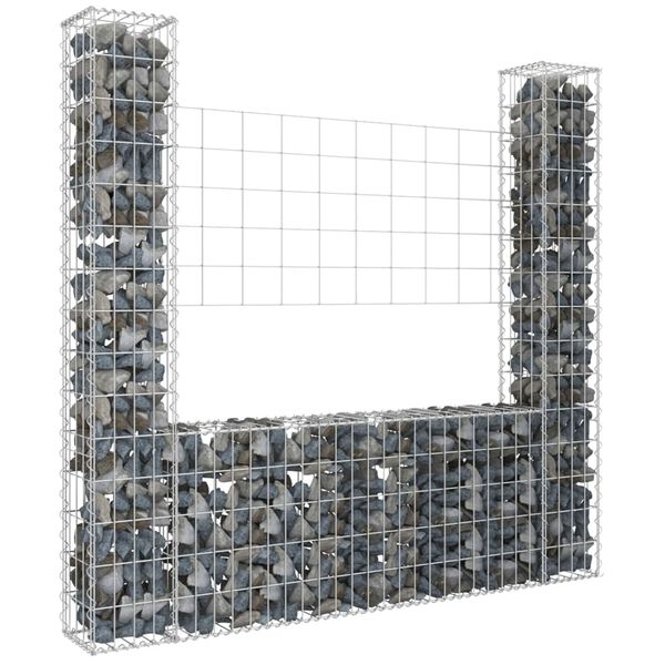 vidaXL Gabion košara U-oblike z 2 stebroma železo 140x20x150 cm