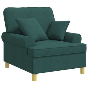 vidaXL XL naslanjač z blazinami Temno zelena Blago