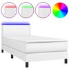 vidaXL Box spring postelja z vzmetnico LED bel 100x200 cm umetno usnje
