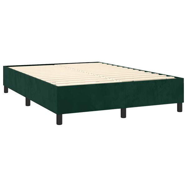 vidaXL Box spring postelja z vzmetnico temno zelen 140x190 cm žamet