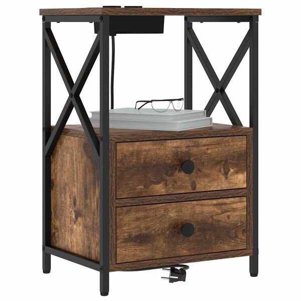 vidaXL Nočna omarica Dimljeni oreh 40 x 31 x 60 cm Konstruiran les