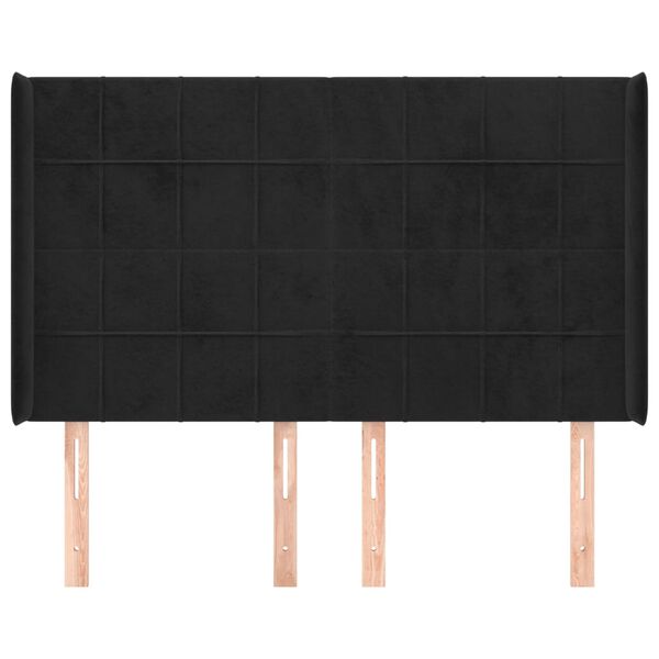vidaXL Vzglavje z u&scaron;esi črno 147x16x118/128 cm žamet