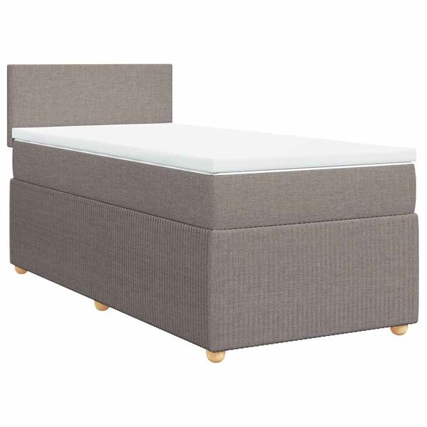 vidaXL Box spring postelja z vzmetnico taupe 100x200 cm blago