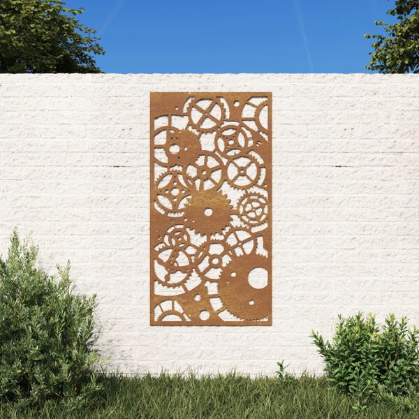 vidaXL Vrtna stenska dekoracija 105x55 cm corten jeklo zobniki