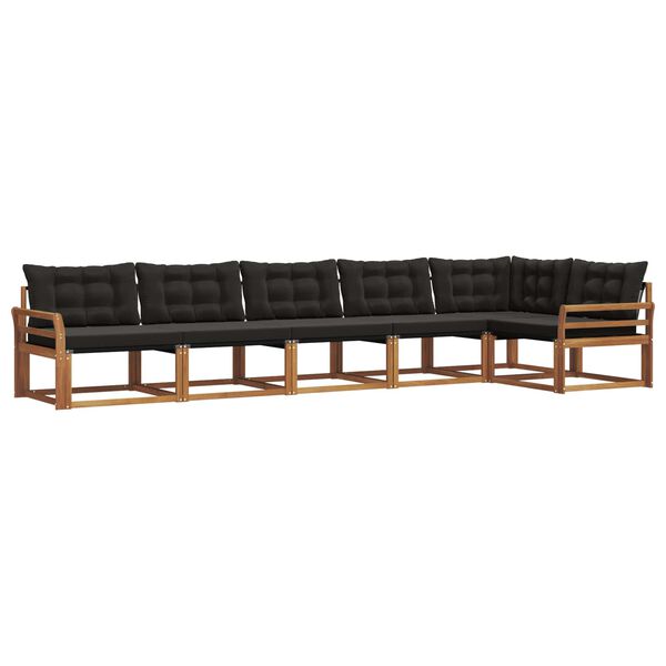 vidaXL Zunanja garnitura za sedenje z blazino 6 pcs Naravna in črna