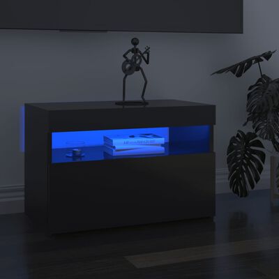 vidaXL Nočna omarica z LED lučkami 2 kosa visok sijaj siva 60x35x40 cm