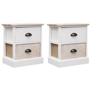 vidaXL Nočne omarice 2 kosa bele in naravne 38x28x45 cm les pavlovnije