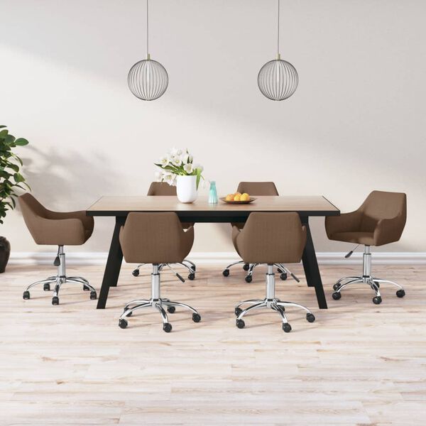 vidaXL Vrtljivi jedilni stoli 6 kosov rjavo blago