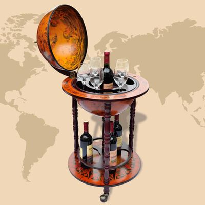 vidaXL Barsko stojalo za vino v obliki globusa les evkaliptusa