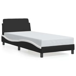 vidaXL Posteljni okvir Dover črn in bel 90x200 cm umetno usnje