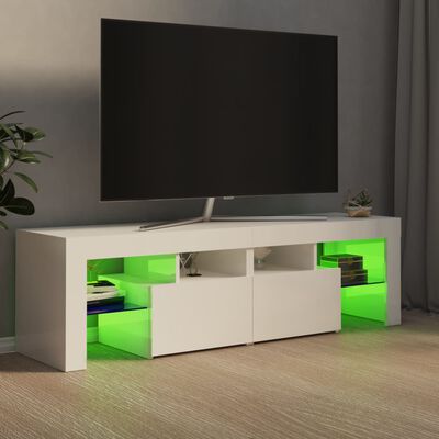 vidaXL TV omarica z LED lučkami visok sijaj bela 140x36,5x40 cm