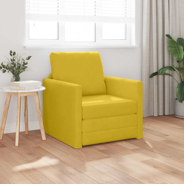 vidaXL Sofa postelja 60cm Temno rumena Žamet