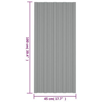 vidaXL Strešni paneli 36 kosov pocinkano jeklo sivi 100x45 cm