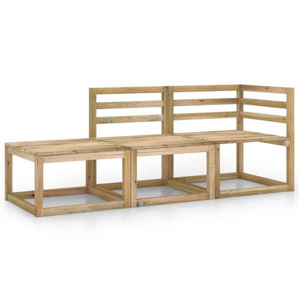 vidaXL Vrtna sedežna garnitura 3-delna zelena impregnirana borovina