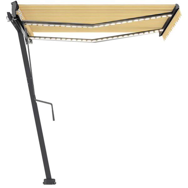 vidaXL Prostostoječa avtomatska tenda 350x250 cm rumena/bela