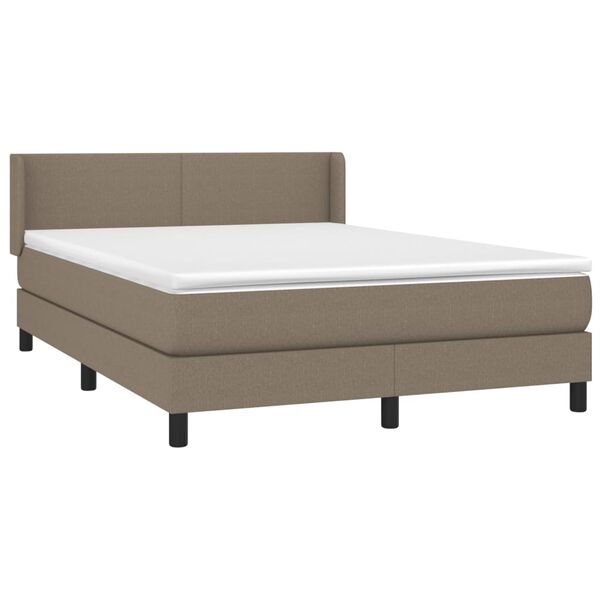 vidaXL Box spring postelja z vzmetnico taupe 140x190 cm blago