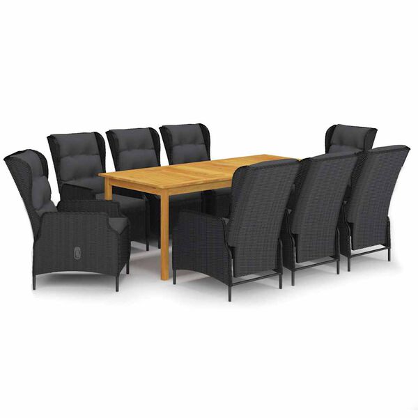 vidaXL Vrtna jedilna garnitura 9-delna temno siva