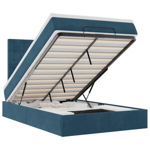 vidaXL Otomanski posteljni okvir z vzmetnicami moder 120x190cm žamet