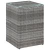 vidaXL Stranska mizica s stekleno povr&scaron;ino siva 35x35x52 cm poli ratan