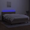 vidaXL Box spring postelja z vzmetnico LED taupe 140x190 cm blago