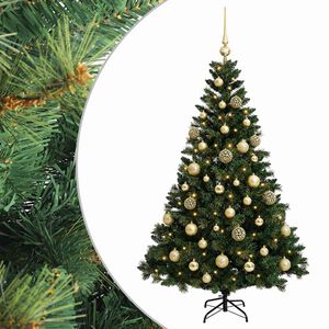 vidaXL Umjetno božično drevo z okrasnimi kroglami 120 cm 150 LED