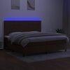 vidaXL Box spring postelja z vzmetnico LED temno rjava 200x200cm blago