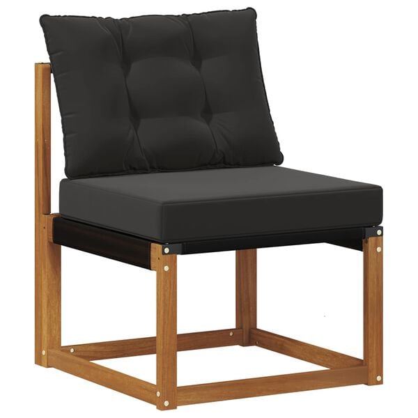 vidaXL Zunanja garnitura za sedenje z blazino 7 pcs Naravna in črna