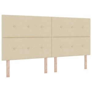 vidaXL LED Box Spring Postelja z vzmetnico krema 200 x 200 cm blago
