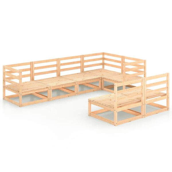 vidaXL Vrtna sedežna garnitura 7-delna trdna borovina