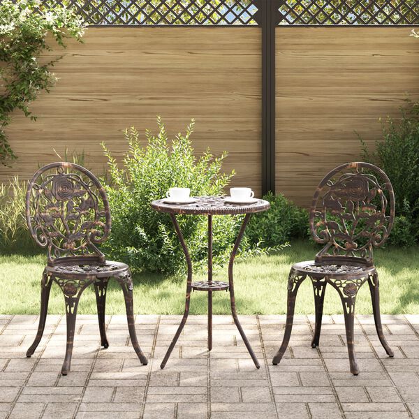 vidaXL Vrtnik Bistro Set 3 pcs Bronasta Aluminij