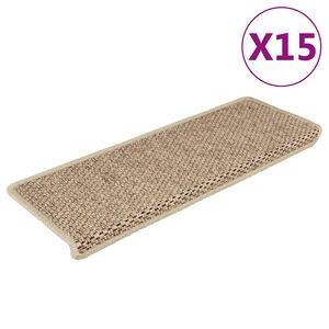 vidaXL Samolepilne preproge za stopnice sisal 15 kosov 65x21x4 pe&scaron;čene