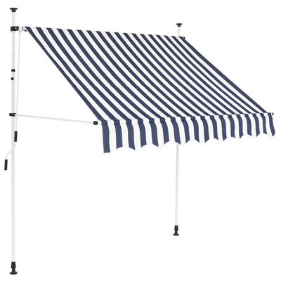 vidaXL Ročno zložljiva tenda 200 cm modre in bele črte