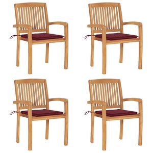 vidaXL Vrtni stoli z blazinami 4 kosi trdna tikovina